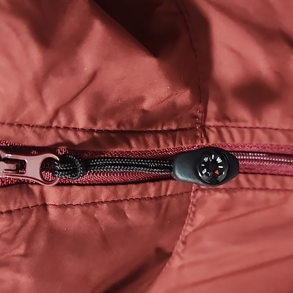 WOOLRICH Hybrid Windbreaker Utility Jacket S Beet Red Hood Packable Travel - Picture 6 of 14